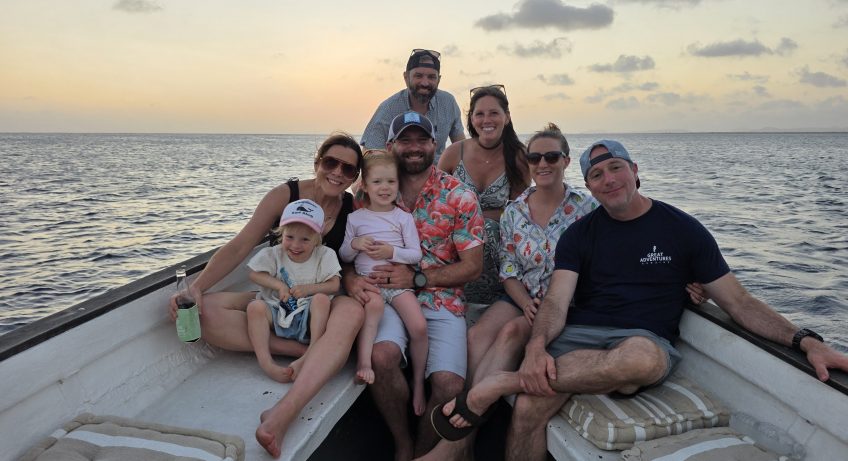 group on a sunset sushi cruise in Bonaire
