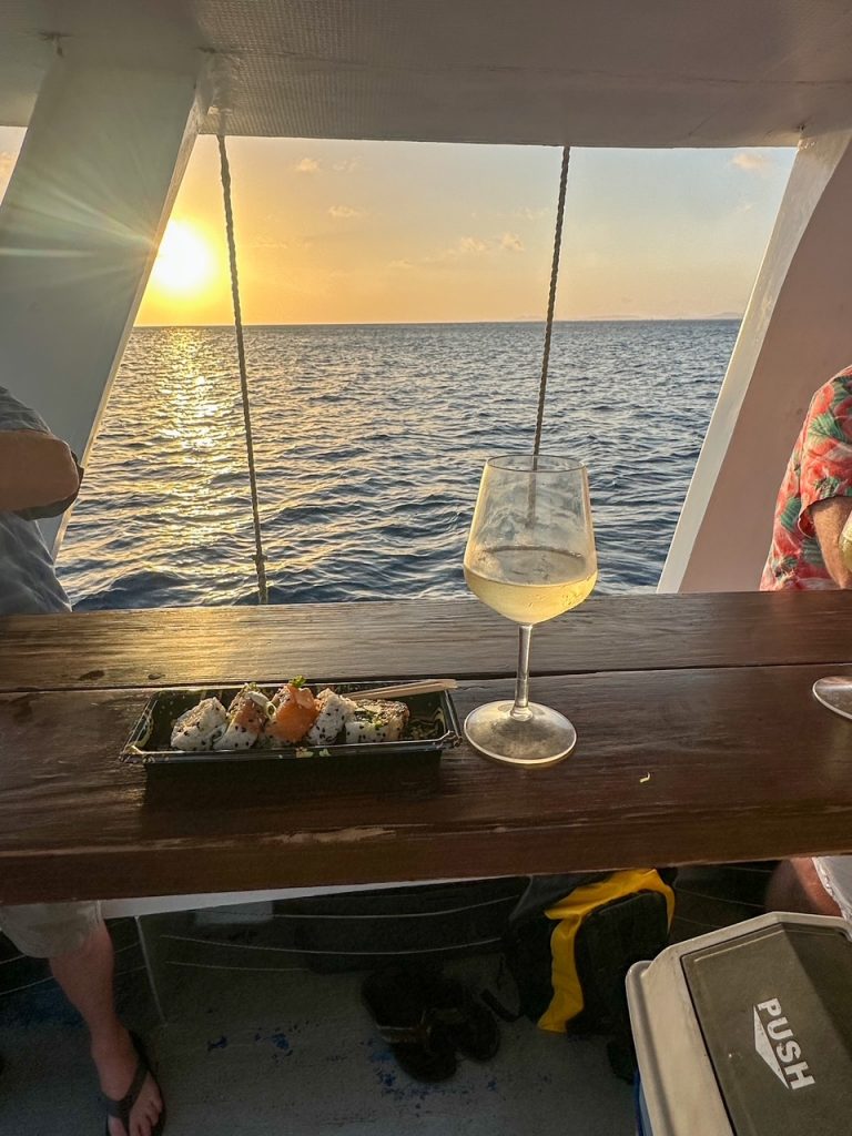 Fresh sushi served during the Sushi Sunset Boat Tour in Bonaire