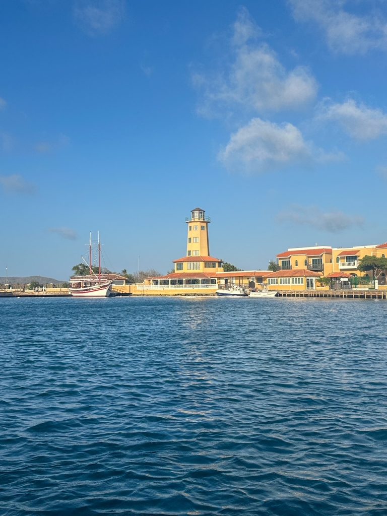 Lighthouse along the coast in Bonaire on a Sushi Sunset Boat Tour