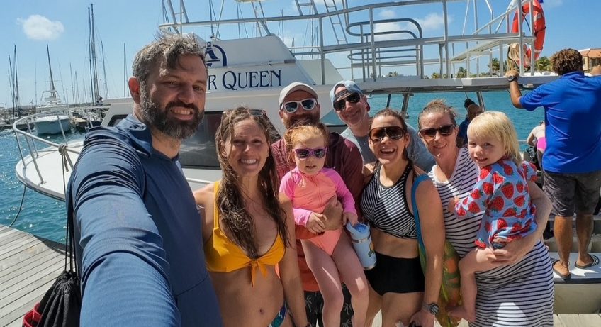 friends after a snorkeling boat trip in Bonaire