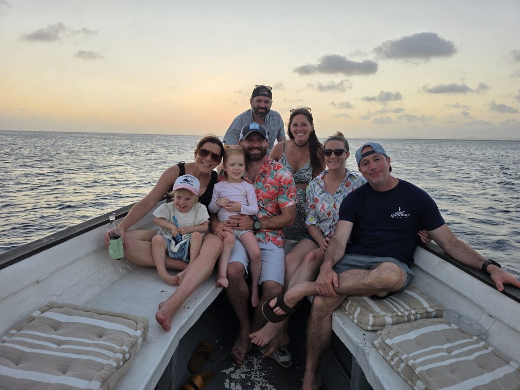 group on the sunset sushi cruise with Captain Jack in Bonaire