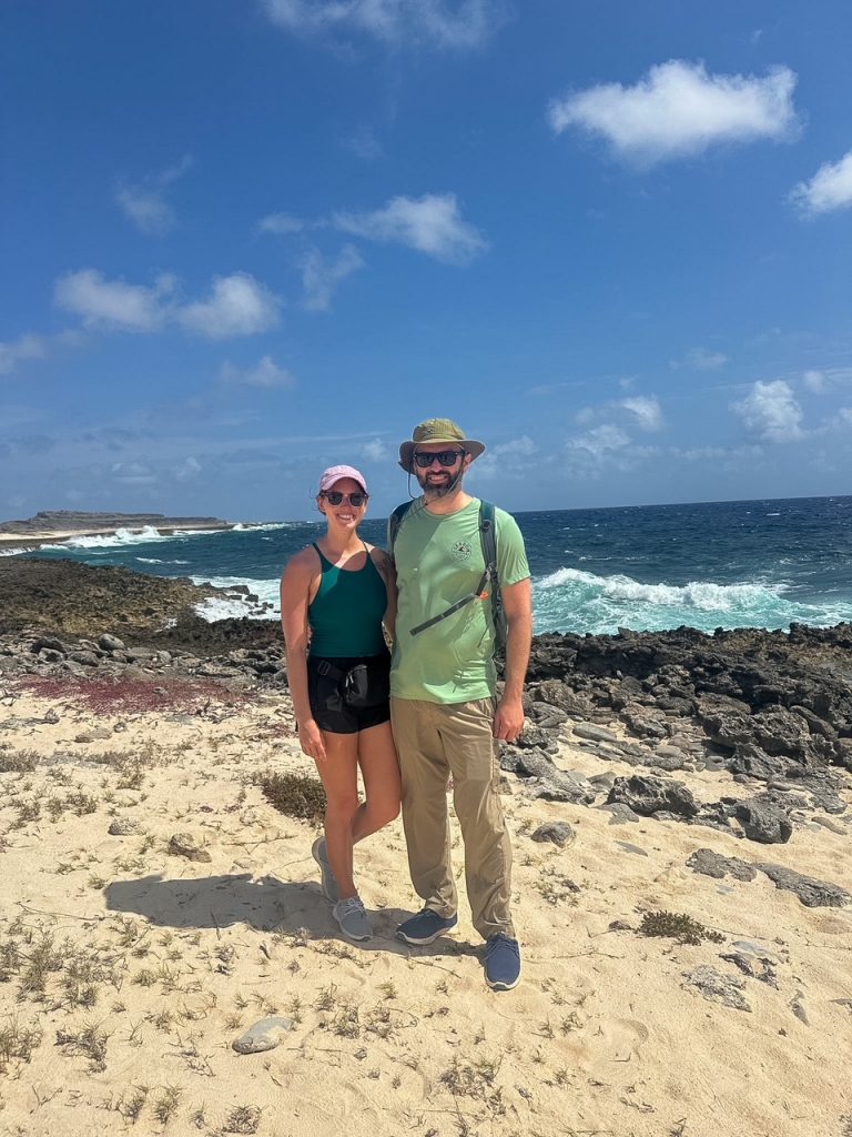 Sara and Tim hiking the Lagadishi Trail in Bonaire